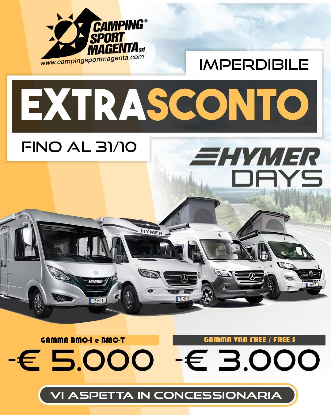  CI SONO GLI HYMER DAYS!!!! SABATO 19 E DOMENICA 20 OTTOBRE