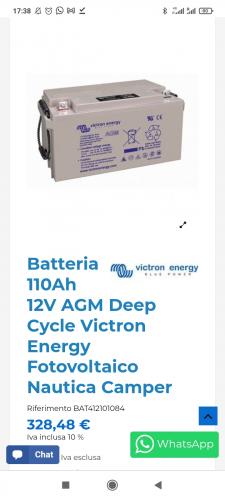 Batteria 110Ah 12V AGM Deep Cycle Victron Energy Fotovoltaico Nautica  Camper